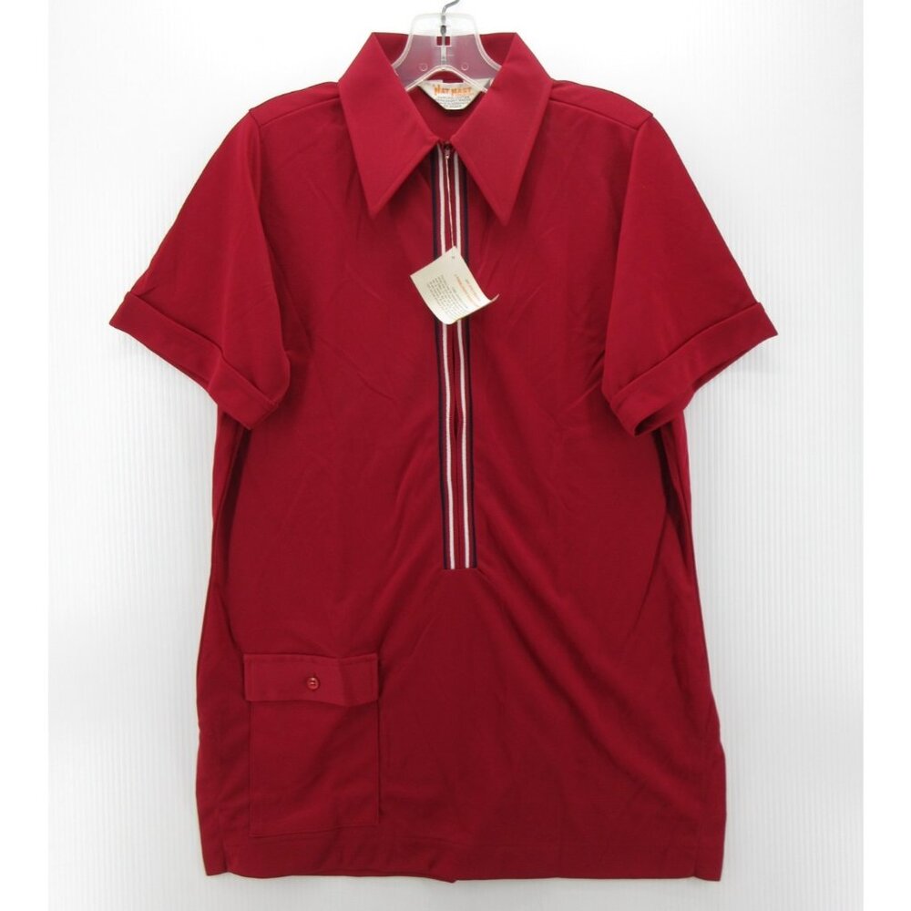 VTG Nat Nast Polo Shirt Large Bowling 70s Rockabilly 1/2 Zip 36 NEW